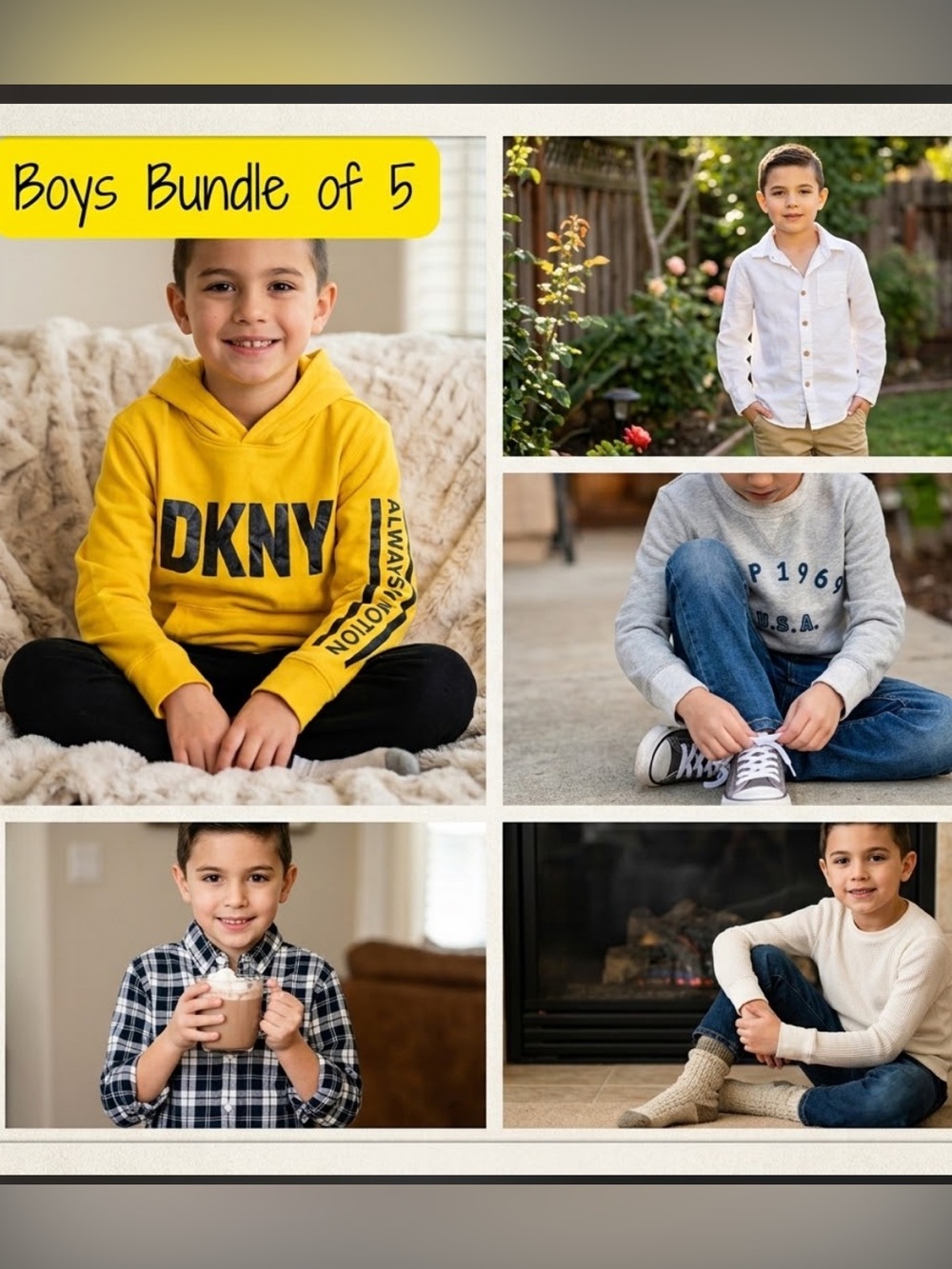 💛 Boys Bundle – 5 Shirts (Size 5years/6 years)